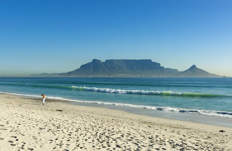Table Mountain seen across Table Bay from Bloubergstrand, Cape Town