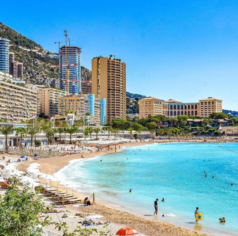 Larvotto Beach, Monaco, reachable by yacht tender